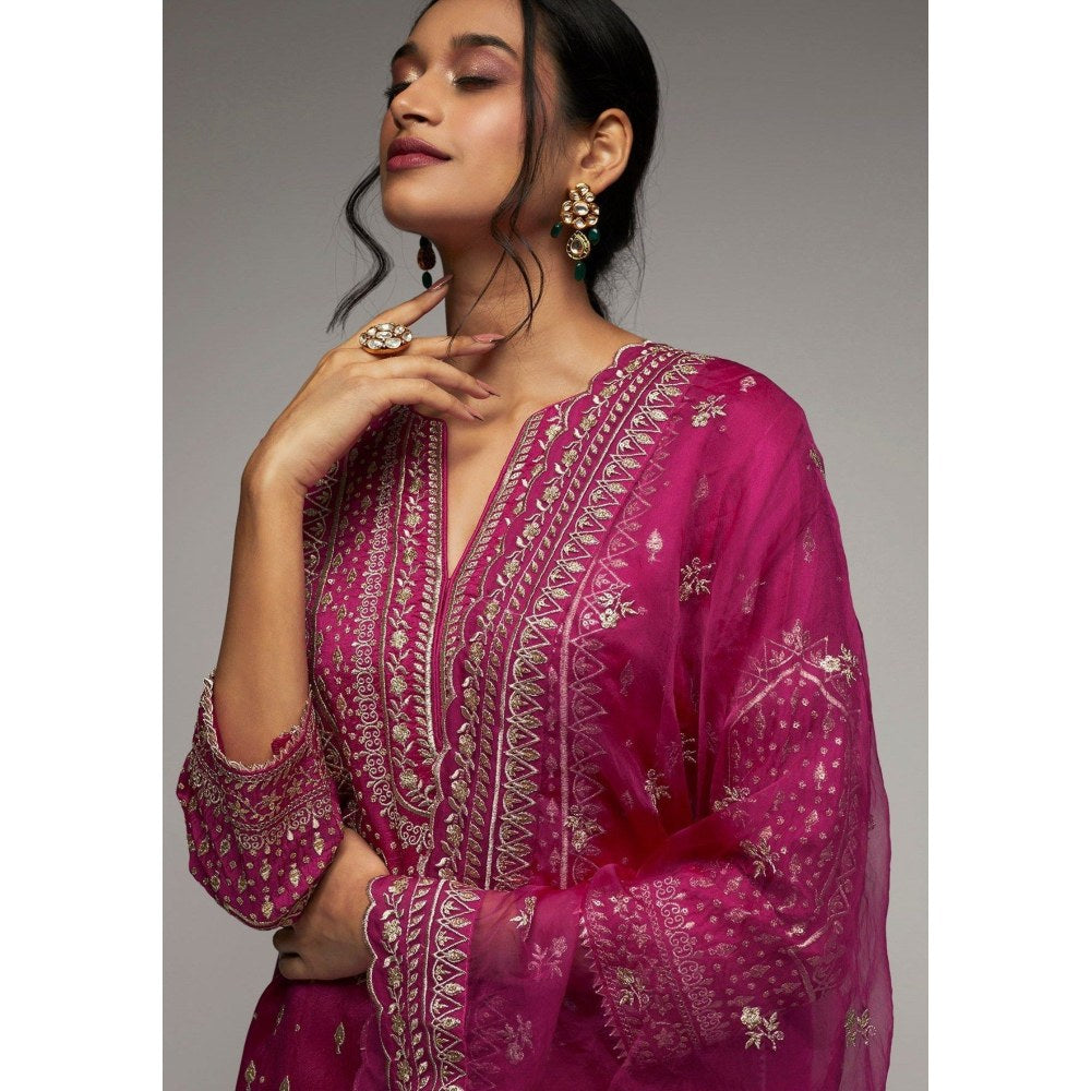 Gopi Vaid Rati with Jamdani Pink Kurta with Sharara and Dupatta