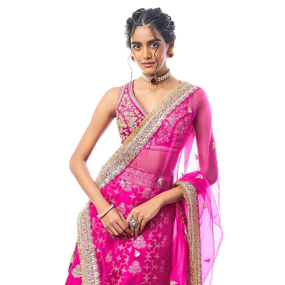 Gopi Vaid Ayat Pink Skirt with Blouse and Dupatta