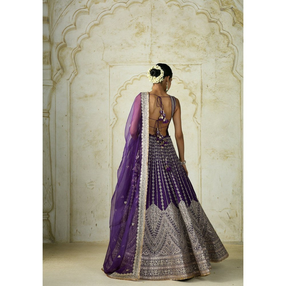 Gopi Vaid Razia Purple Skirt with Blouse and Dupatta