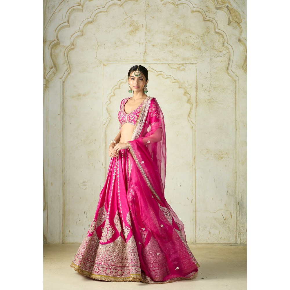 Gopi Vaid Atifa Pink Skirt with Blouse and Dupatta