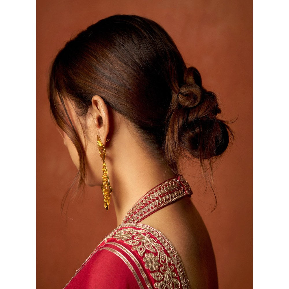 Gopi Vaid Red Ahsaas In Afreen Saree with Stitched Blouse