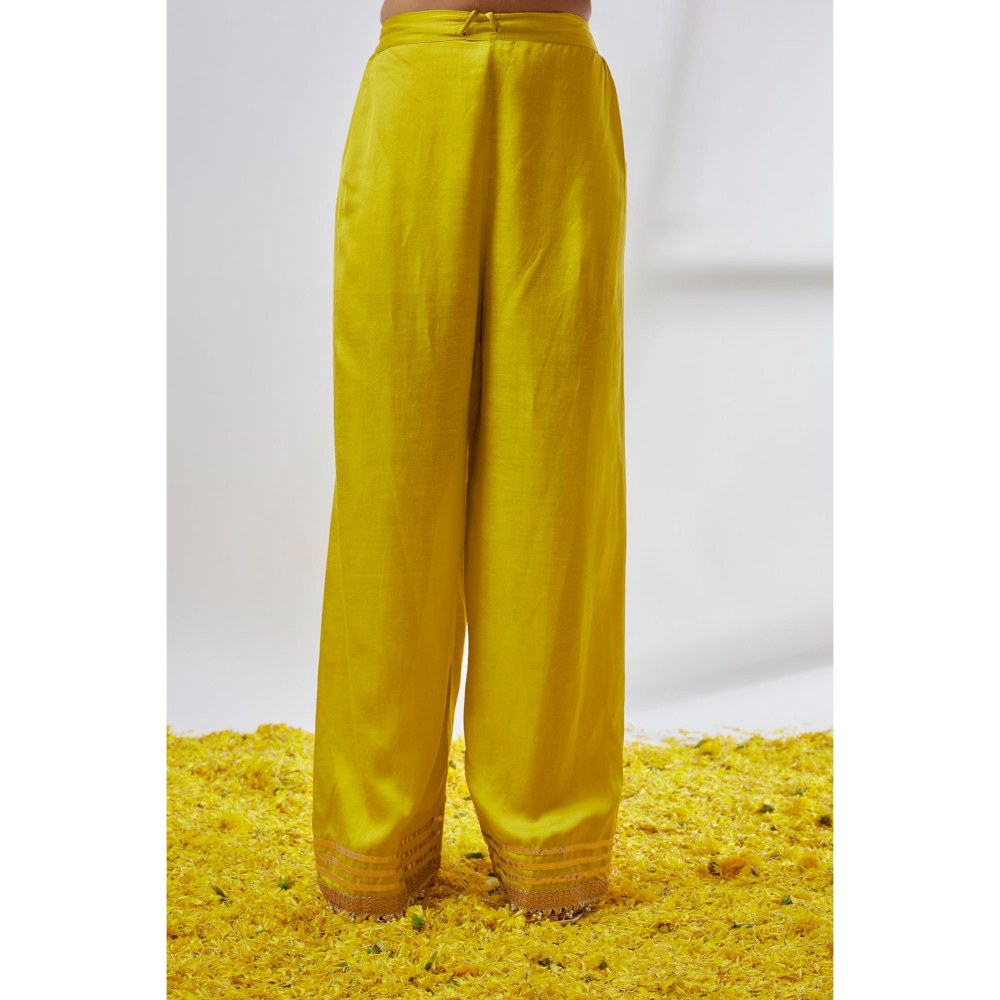 Gopi Vaid Huma Yellow Floral Anarkali Kurta with Palazzo and Dupatta