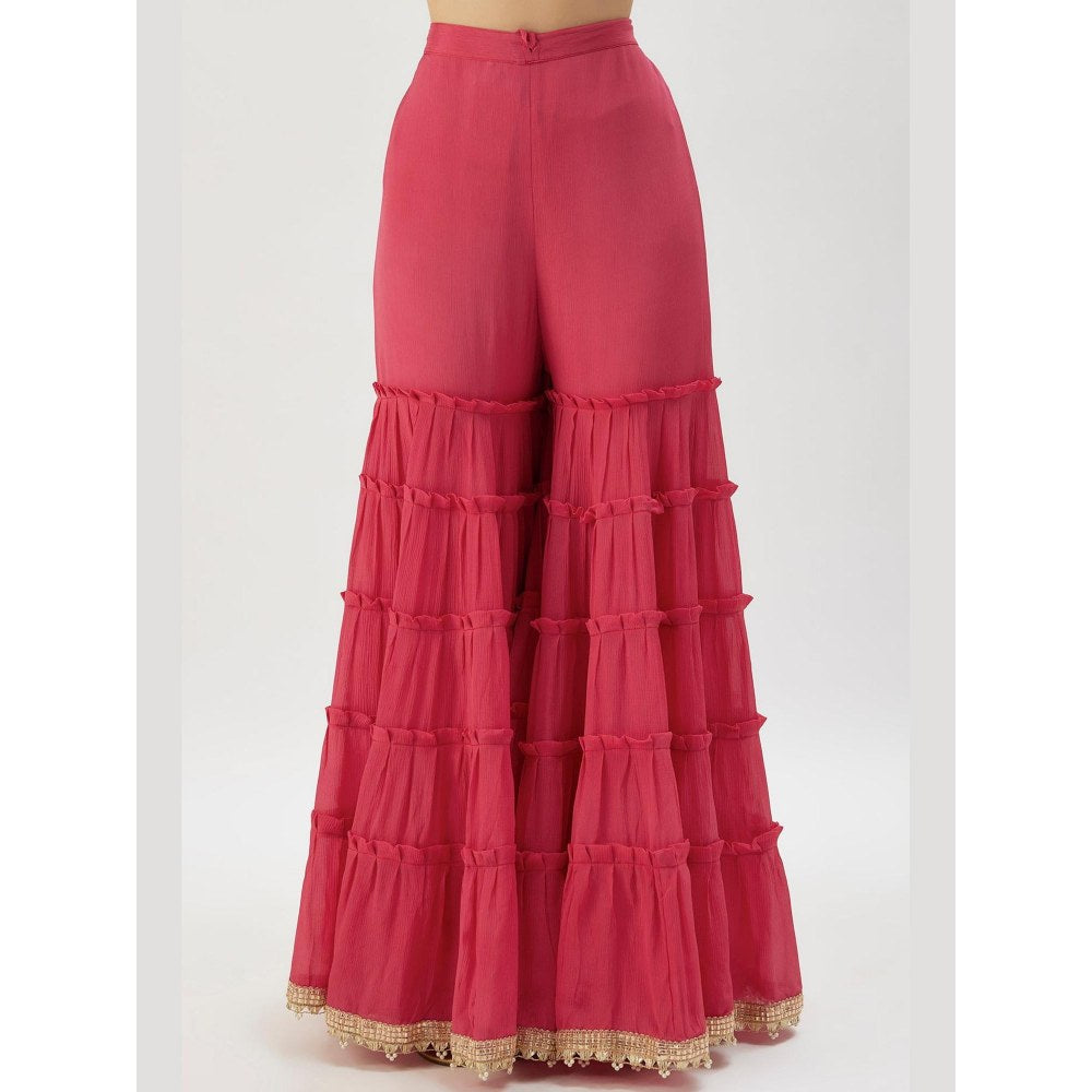 Gopi Vaid Gita Red Embroidered Kurta with Sharara and Dupatta