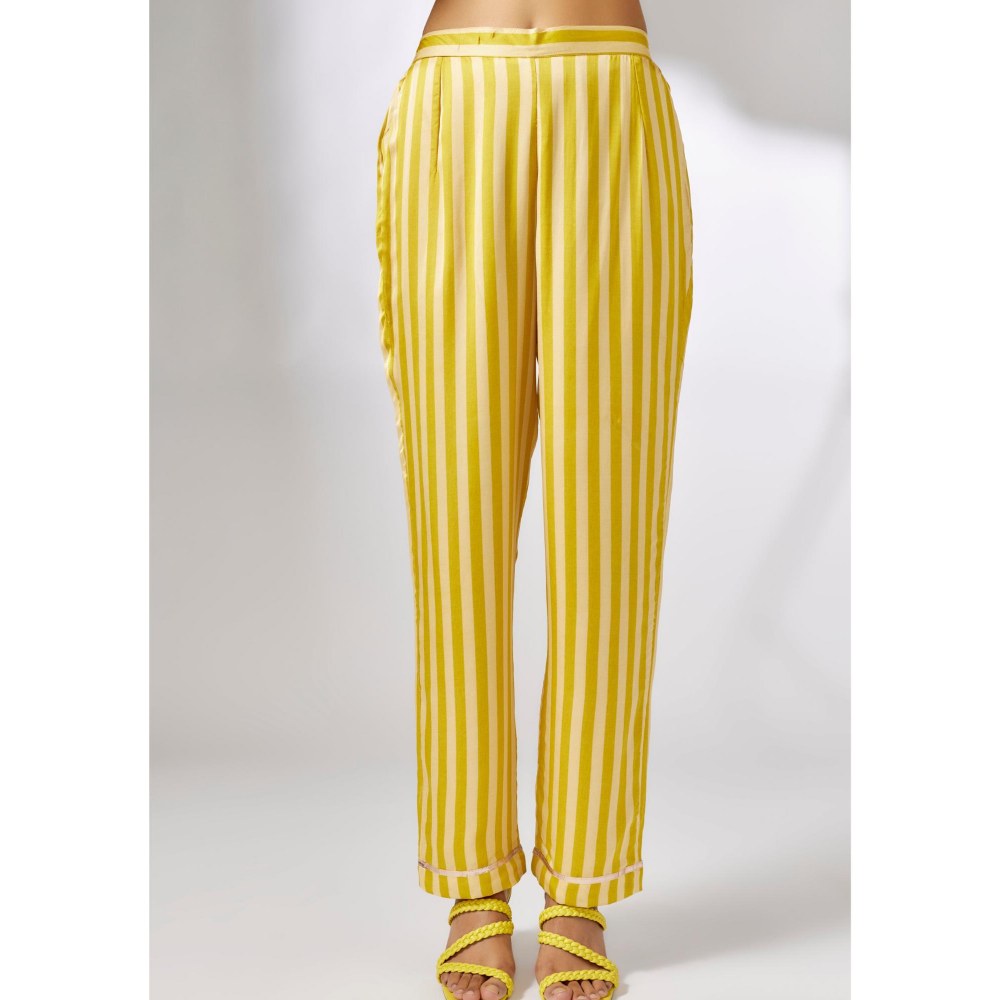 Gopi Vaid Lily Yellow Floral Kurta with Pant