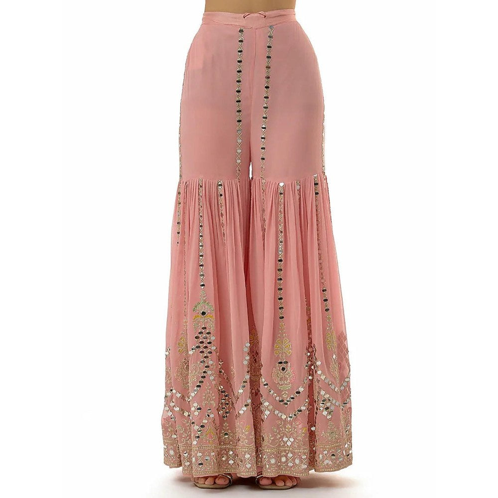 Gopi Vaid Ekantika Pink Floral Kurta with Sharara and Dupatta