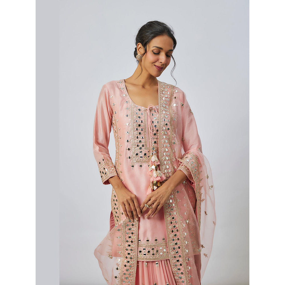 Gopi Vaid Pink Pariza Kurta with Sharara and Dupatta