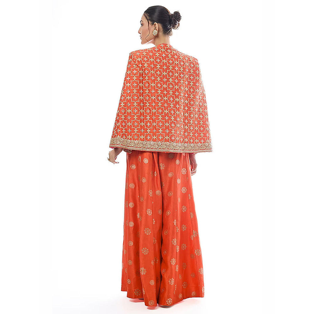 Gopi Vaid Orange Shaina Shirt with Pant and Jacket