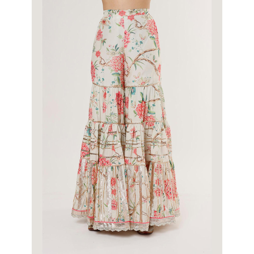 Gopi Vaid Ivory Kahini Strappy Kurta with Sharara and Dupatta