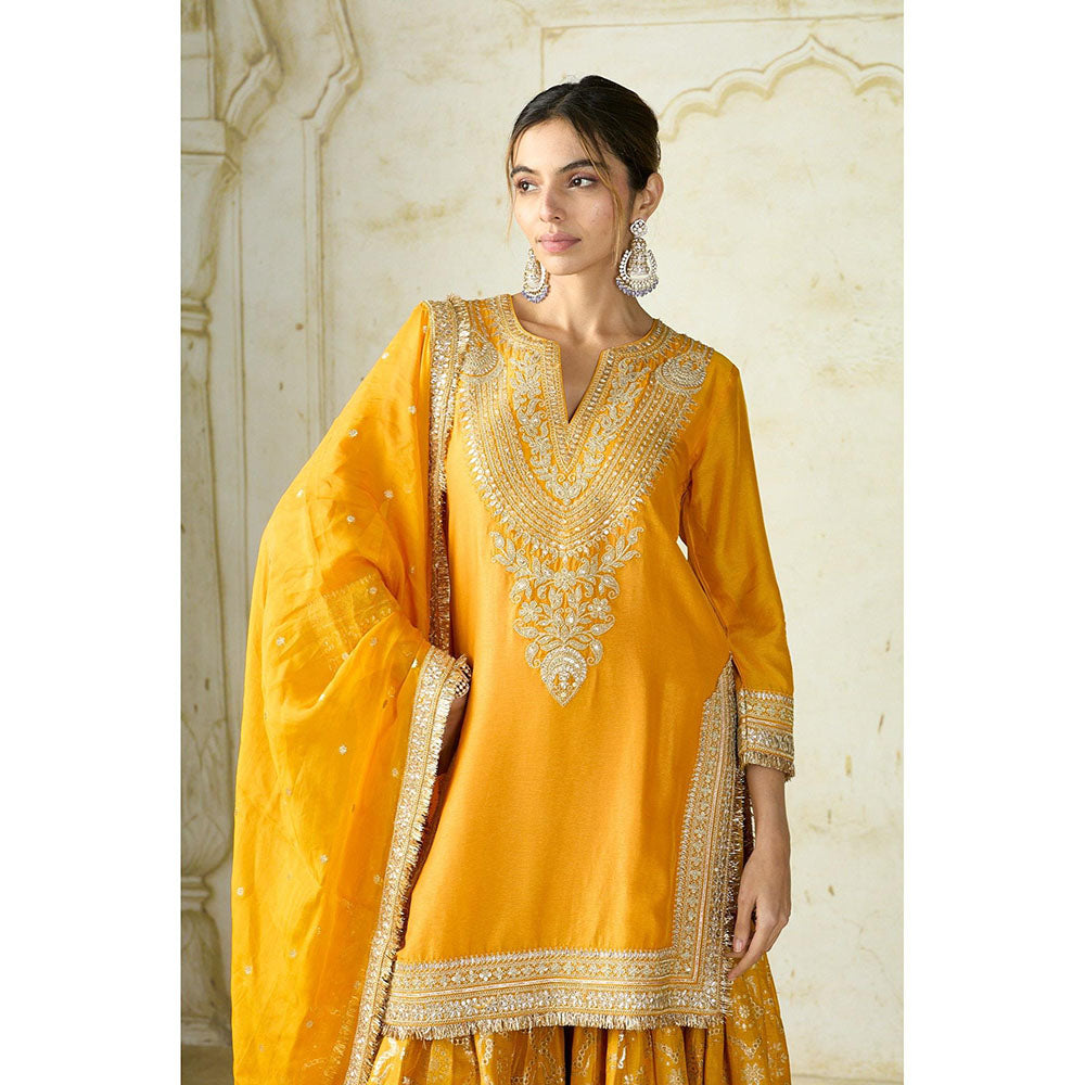 Gopi Vaid Mustard Ameena Kurta with Sharara and Dupatta