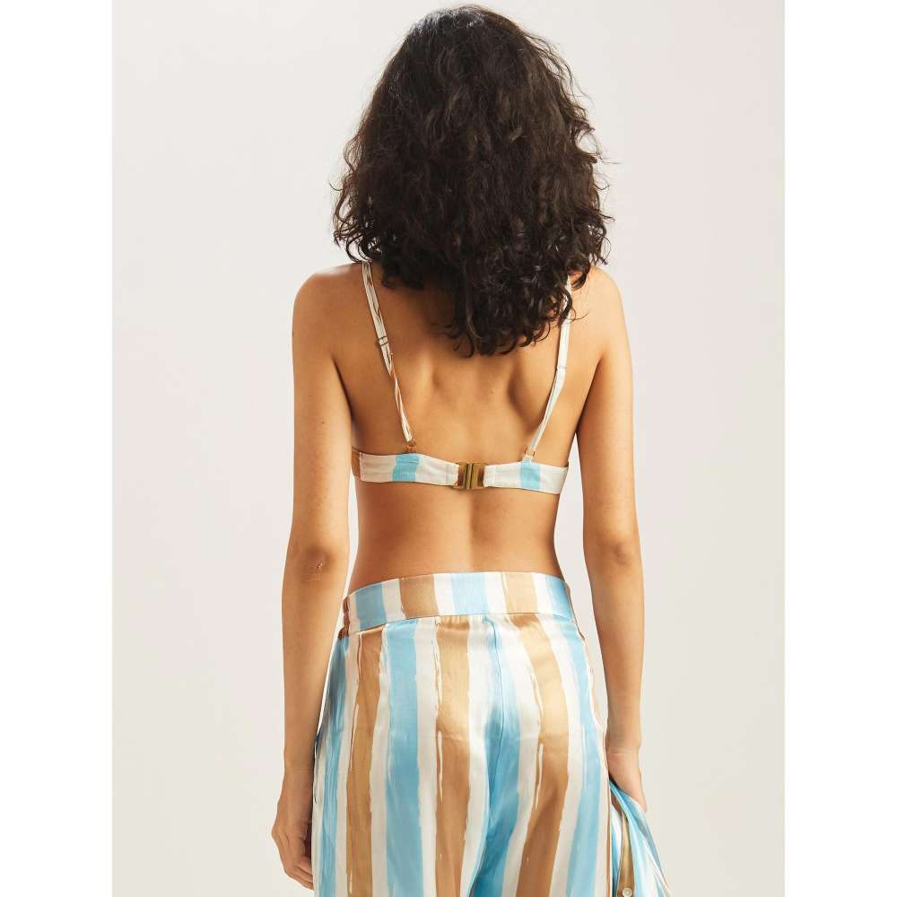 GUAPA Dilara Striped Bustier, Shirt & Pant (Set of 3)