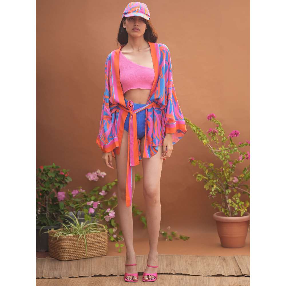 GUAPA Leila Mul Multi-Color Printed Kaftan Robe with Belt (Set of 2)