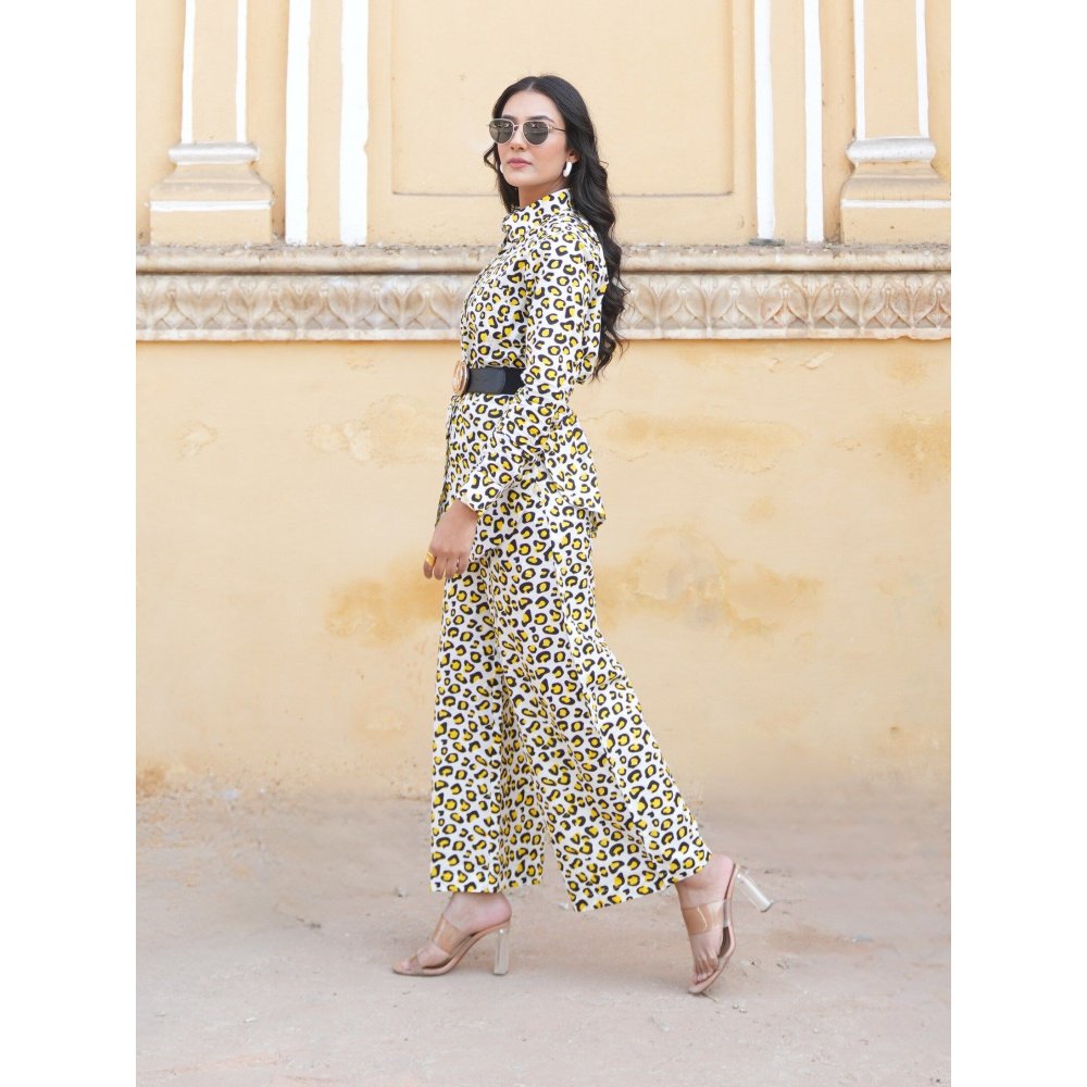 Gulaal Leopard Yellow Cotton Co-Ord (Set of 2)