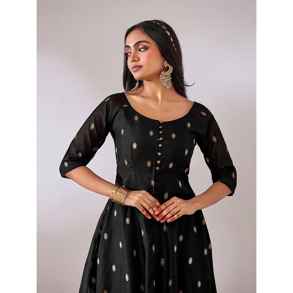 Gulaal Tulsi Black Banarasi Fit & Flare Maxi Dress