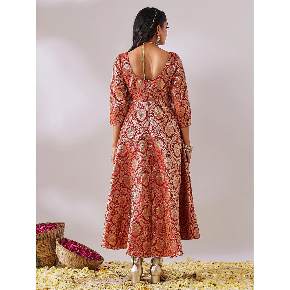 Gulaal Lalita Red Banarasi Jaal Maxi Dress