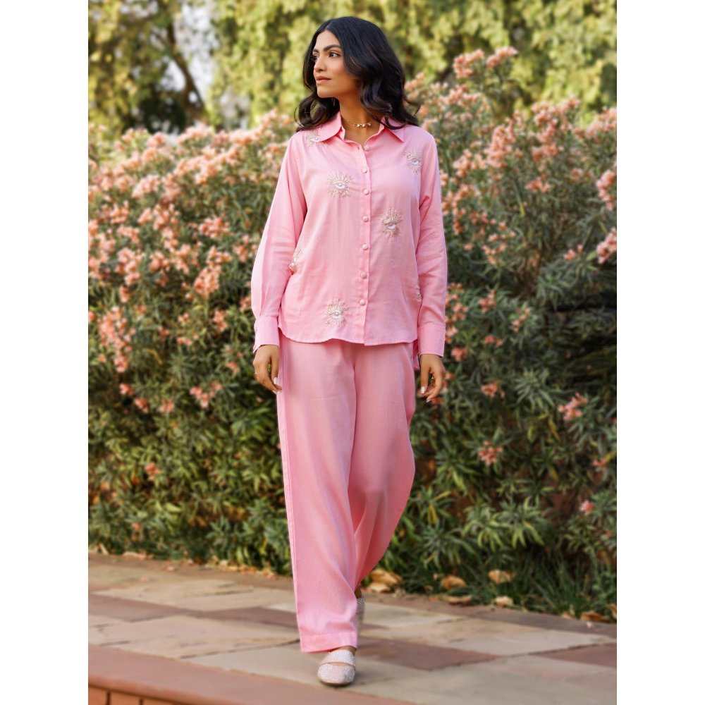 Gulaal Pink Evil Eye Embroidered Co-Ord (Set of 2)