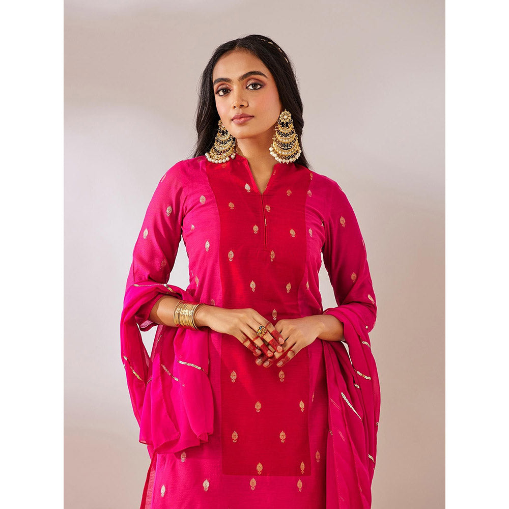 Gulaal Kedar Banarasi Pink Kurta with Pant and Dupatta (Set of 3)