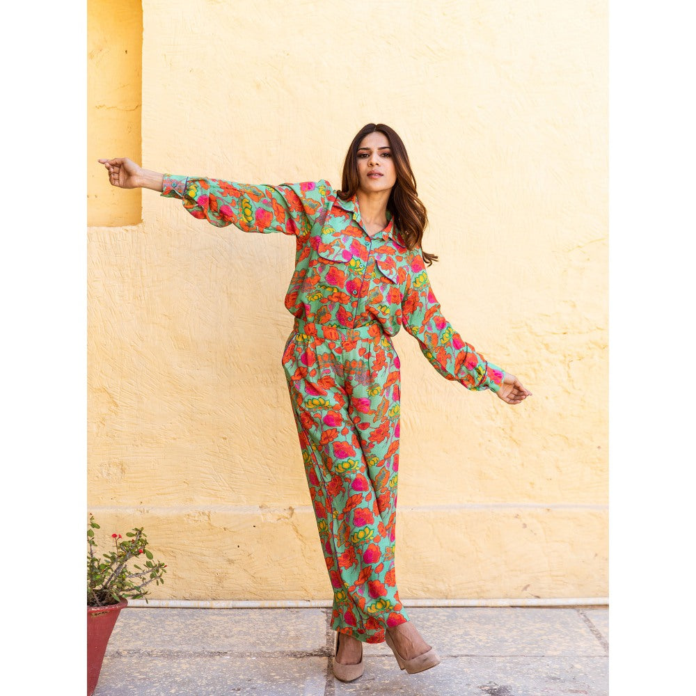 Gulabo Jaipur Candy Green Top with Pants (Set of 2)
