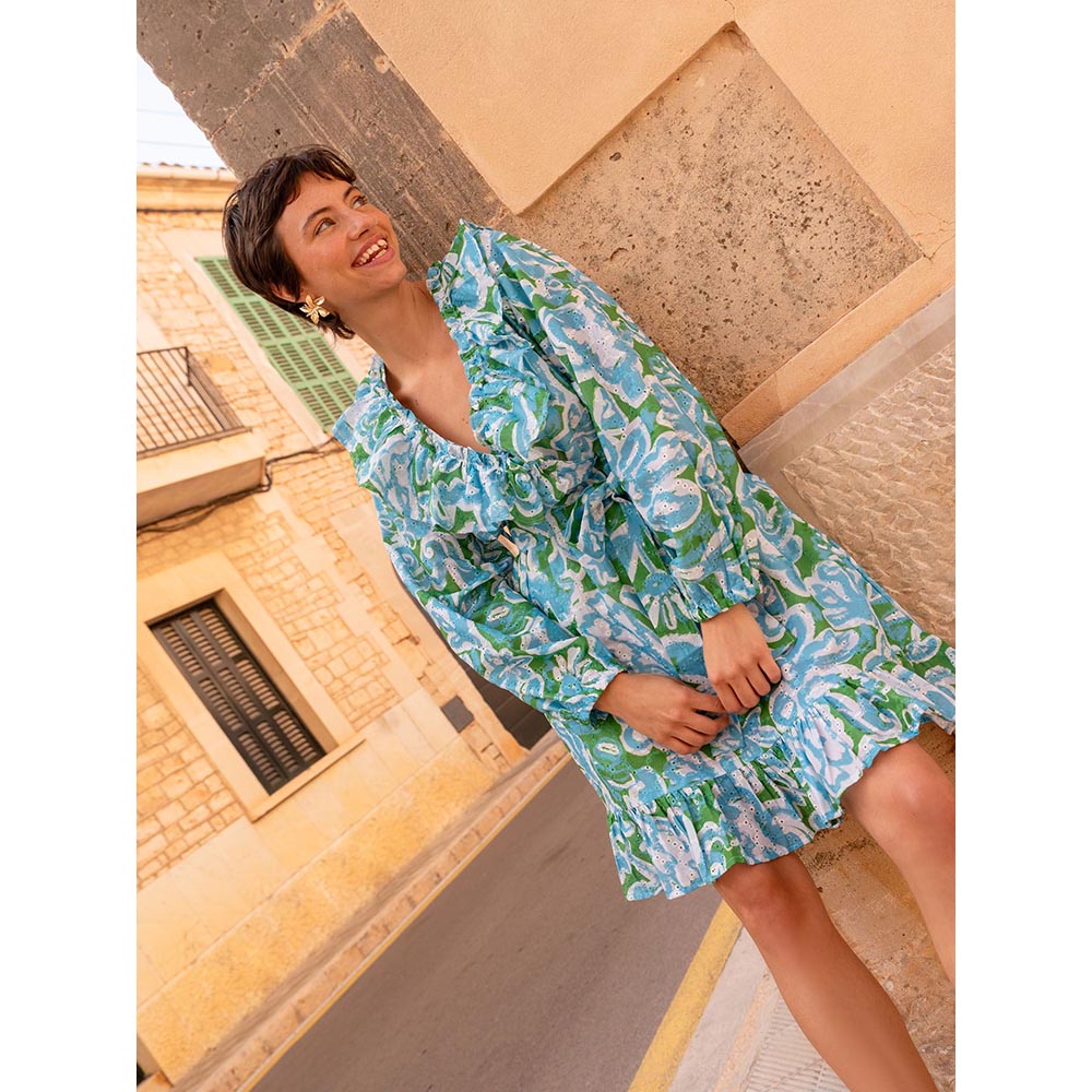 Happi Space Margarita Dress In Azure Print (Set of 2)