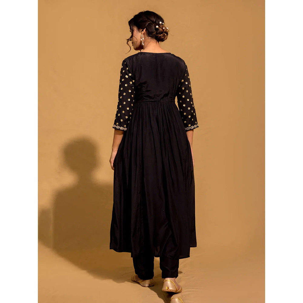 Harleen Kaur Black Embroidered Anarkali with Pant and Dupatta