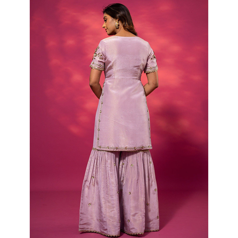 Harleen Kaur Lavender Embroidered Sharara with Kurti and Dupatta