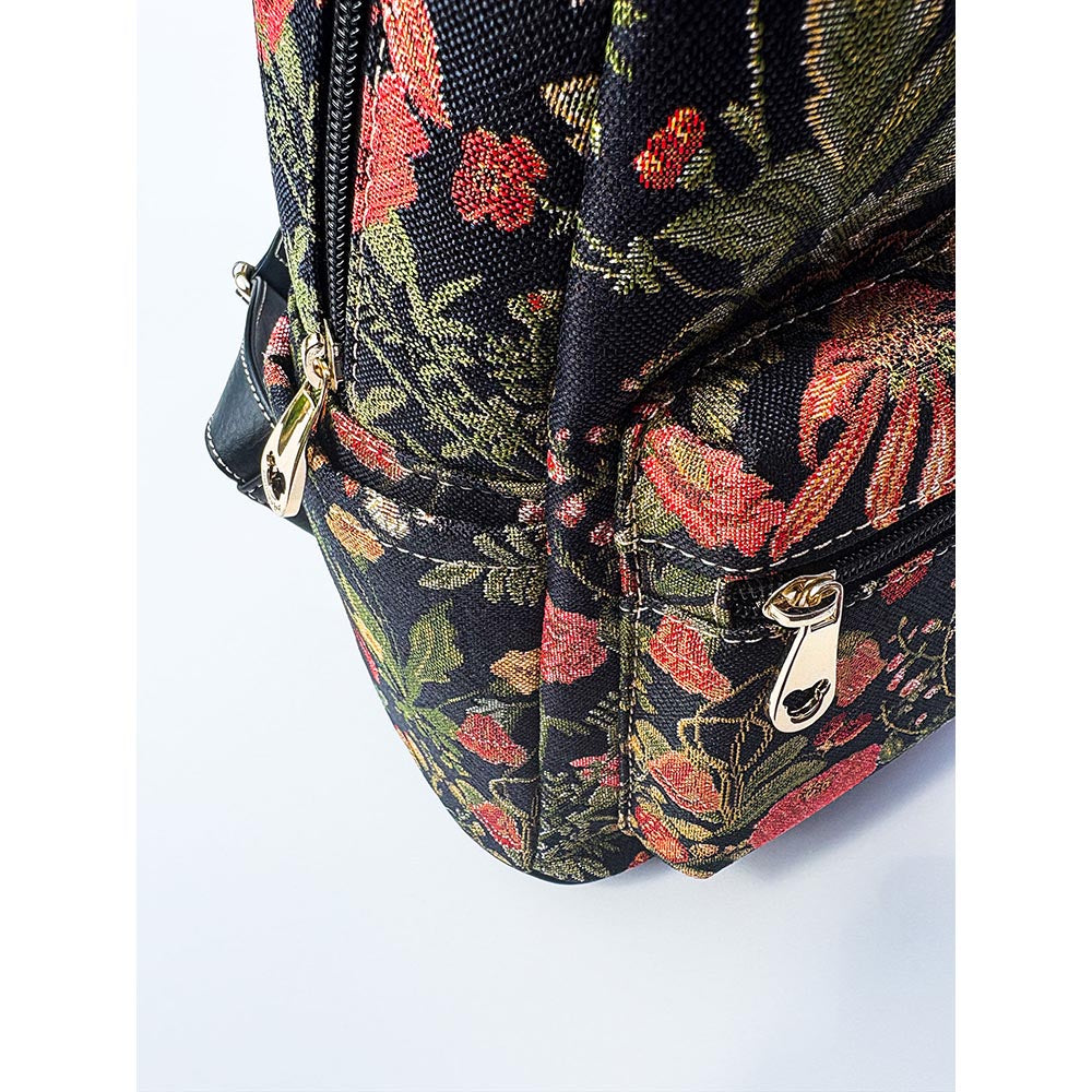 HENNEY BEAR Floral Summer Black Backpack