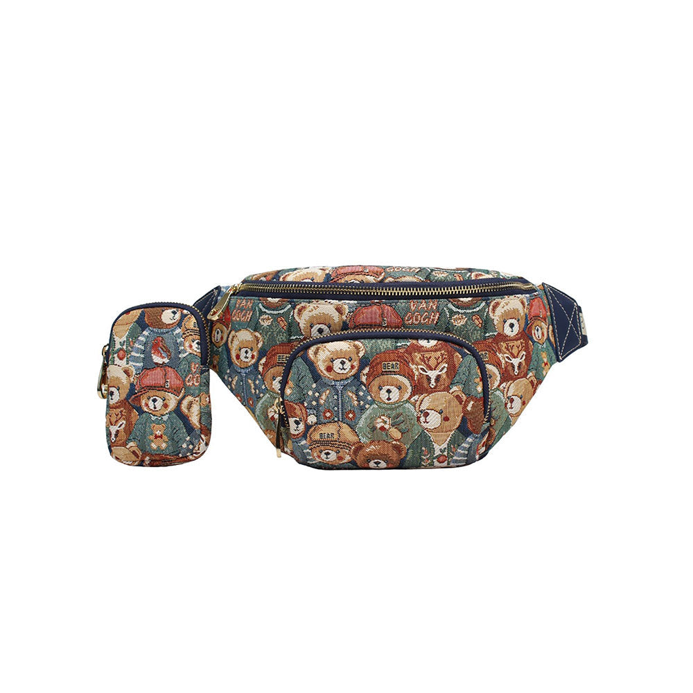 HENNEY BEAR Green Bear Crossbody Bag with Detachable Coin Pouch