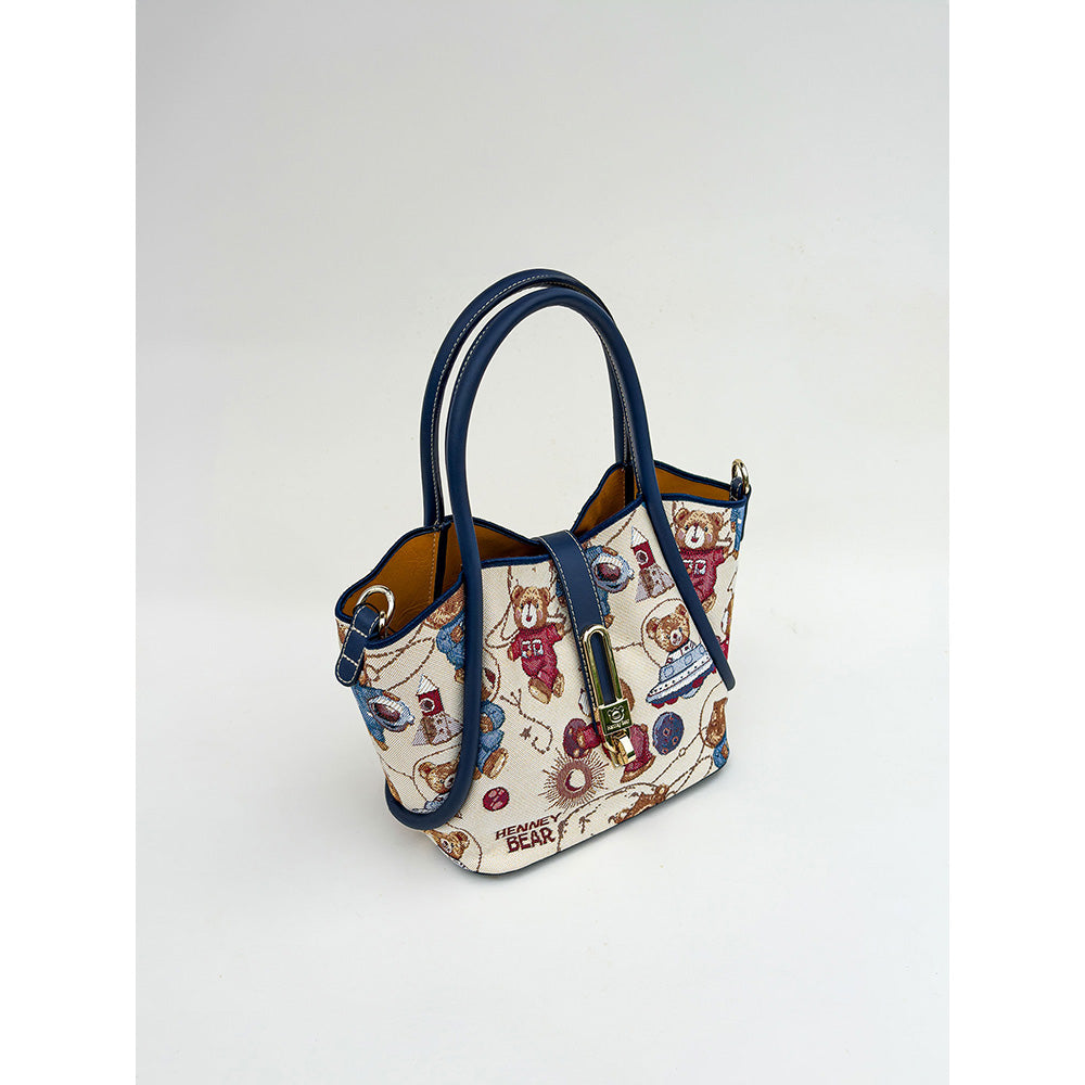 HENNEY BEAR Meta Bear Top Handbag and Pouch with Detachable Strap