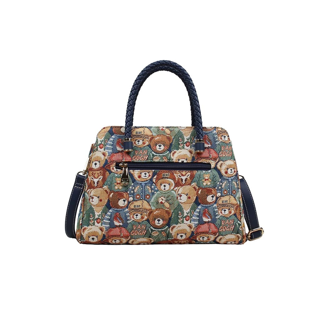 HENNEY BEAR Green Bear Top Handbag with Detachable Strap