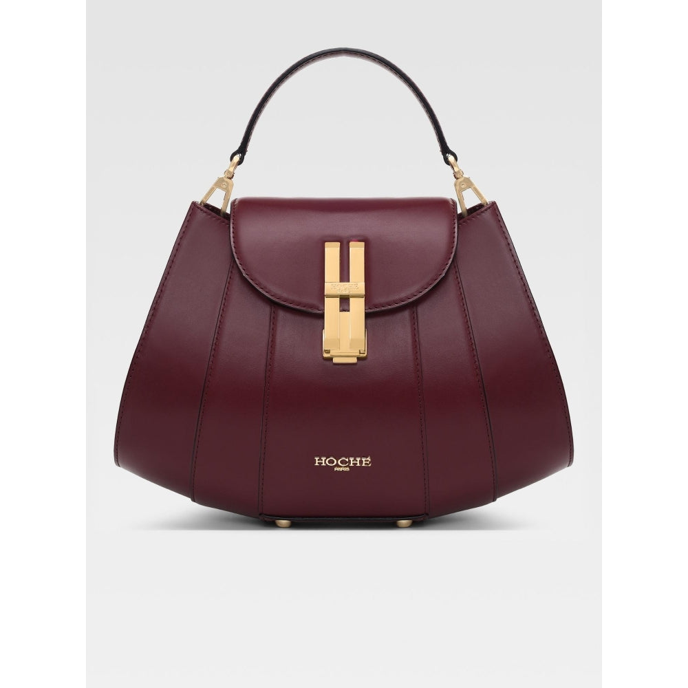 Hoche Paris Brioche Mini Top Handle Leather Handbag - Burgundy