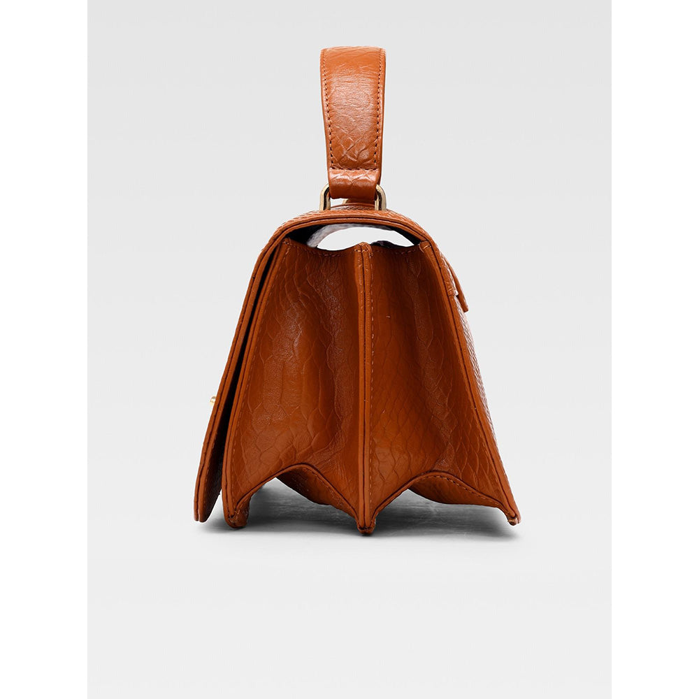 Hoche Paris Terra Croc Leather Sling Bag - Tan