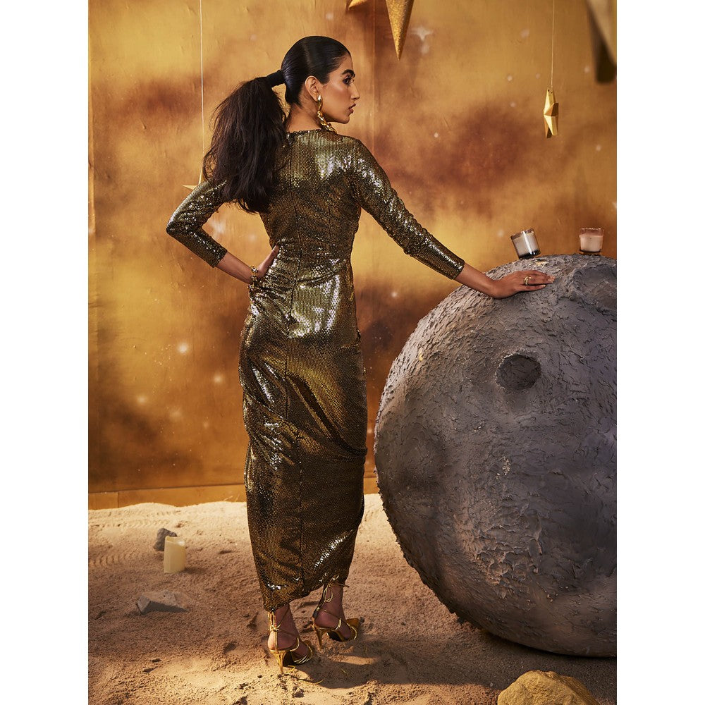 House of Fett Black & Gold Astral Gown