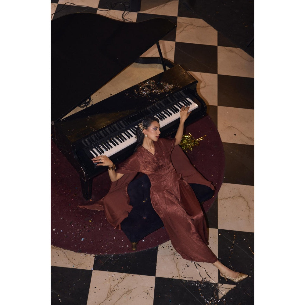 House of Fett Royal Ember Satin Jumpsuit