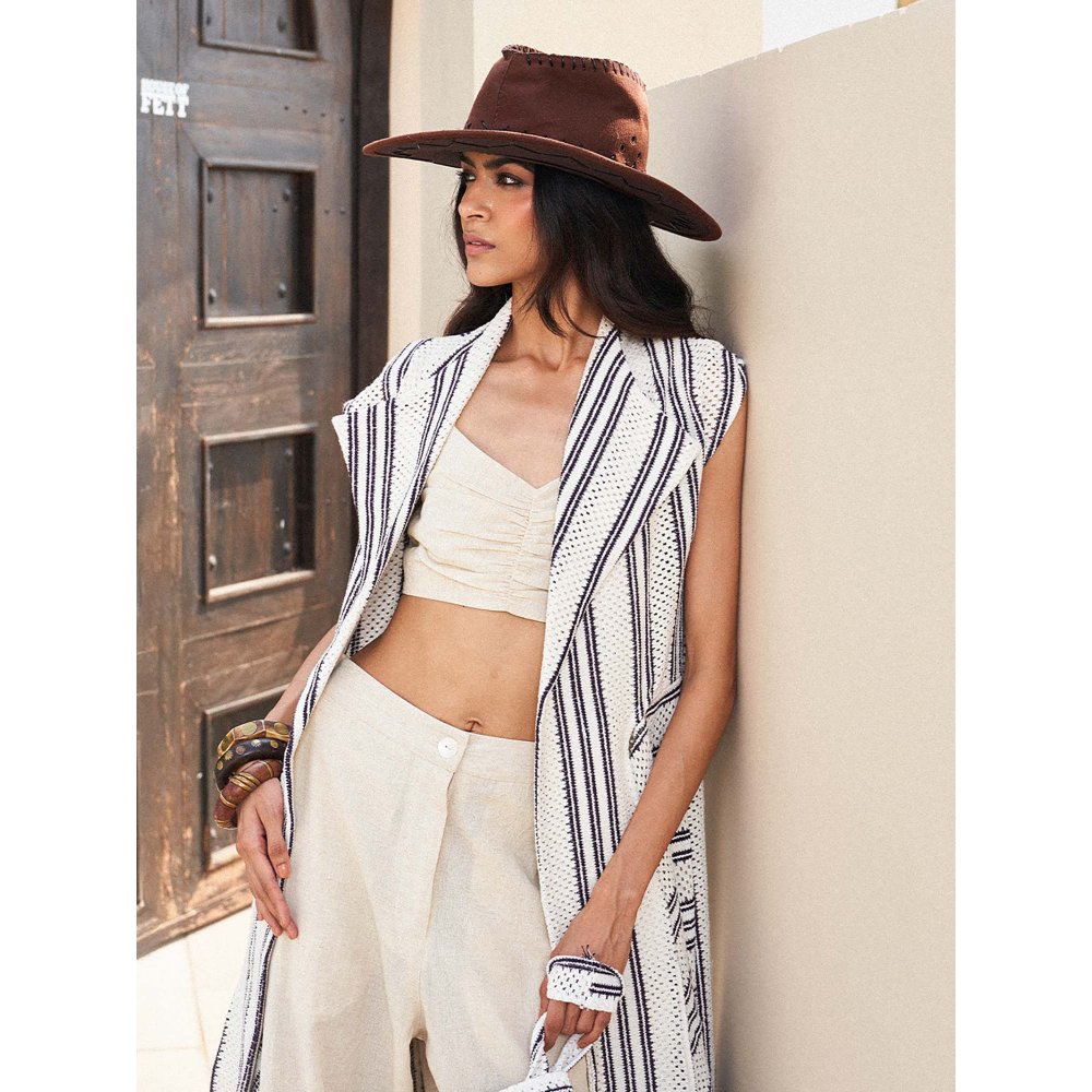 House of Fett Asagai Crochet Multi-Color Crop Top with Pant and Jacket