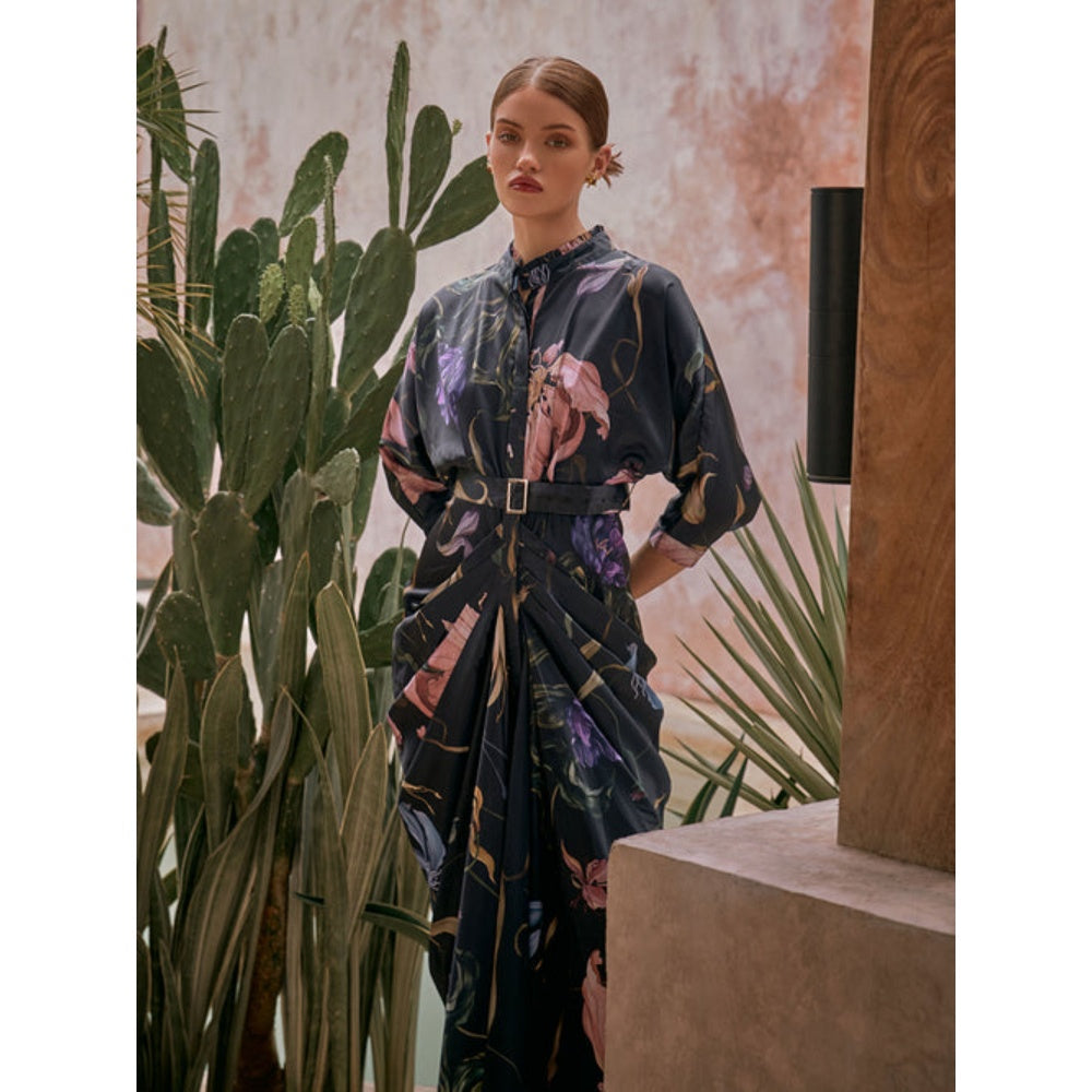 House of Fett Waldorf Pleated Gown - Black