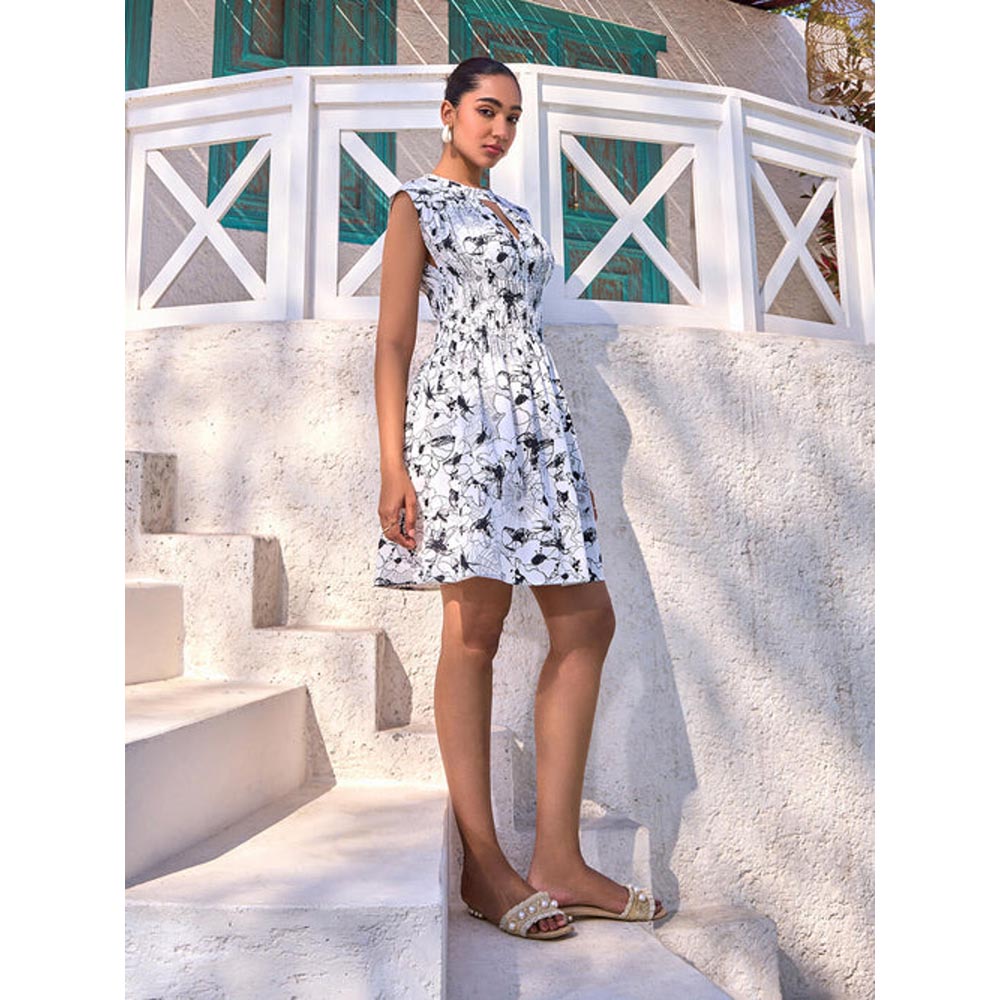 House of Fett Orb Short Cotton Dress - White