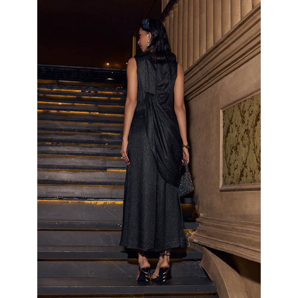 House of Fett Dash Black Drape Jumpsuit