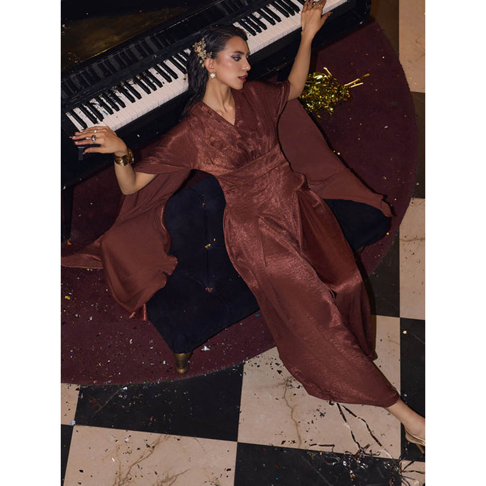 House of Fett Royal Ember Satin Jumpsuit - Brown