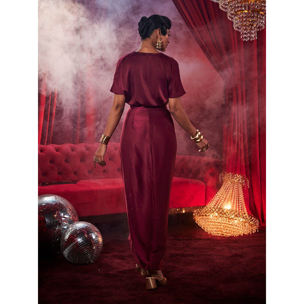 House of Fett Amoura Satin Embellished Skirt Set