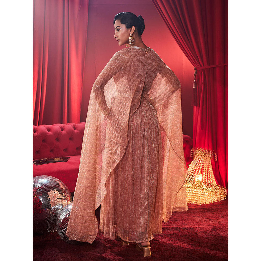 House of Fett Tiara Metallic Party Gown - Pink