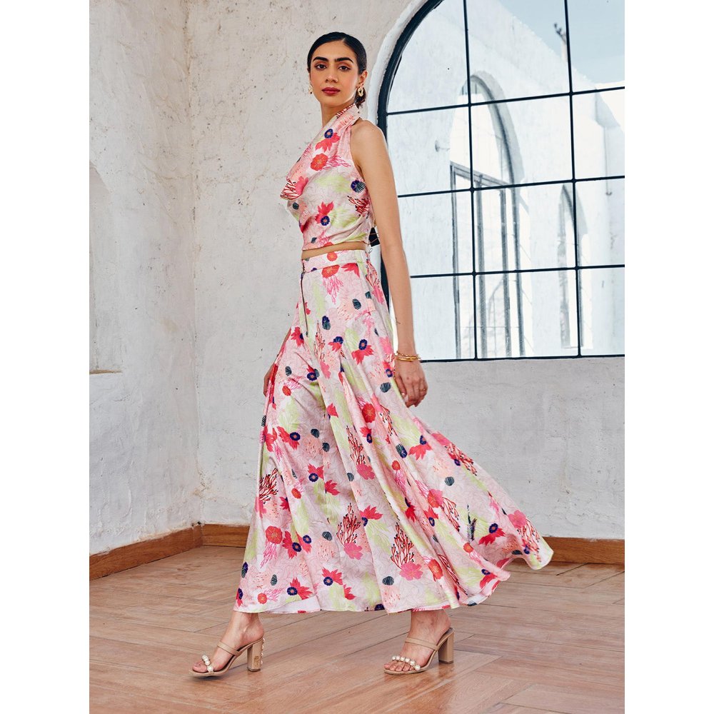 House of Fett Coralrush Off White Cape with Top and Pant Co-Ords