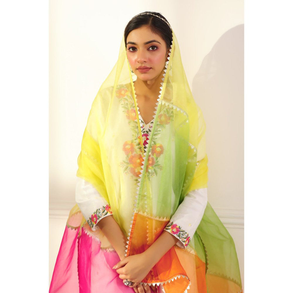 House Of Muher Hannah White Kurta (Set of 3)