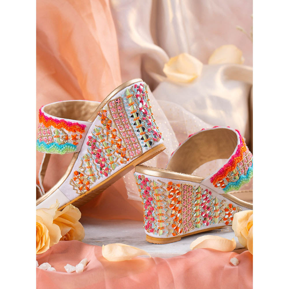 House of Vian Rangeela Multicolor Embroidered Wedges