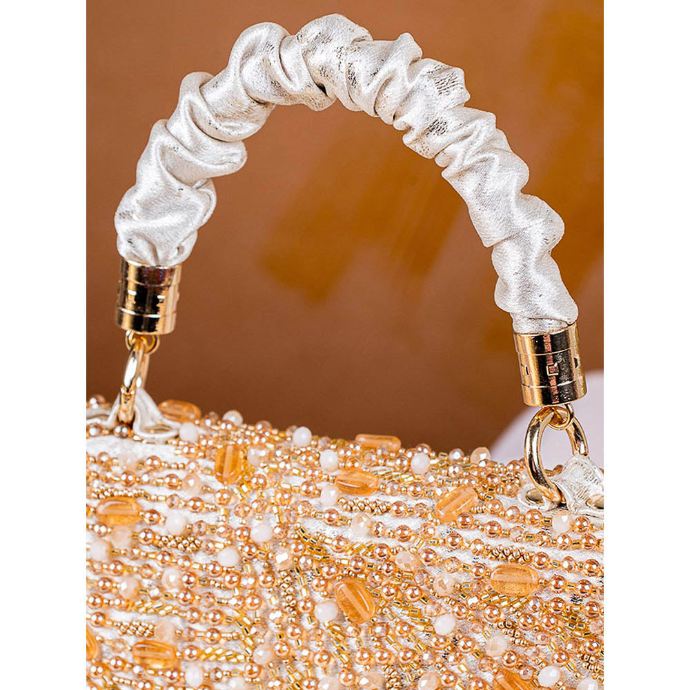 House of Vian Samara Gold Embellished Clutch Bag for Women