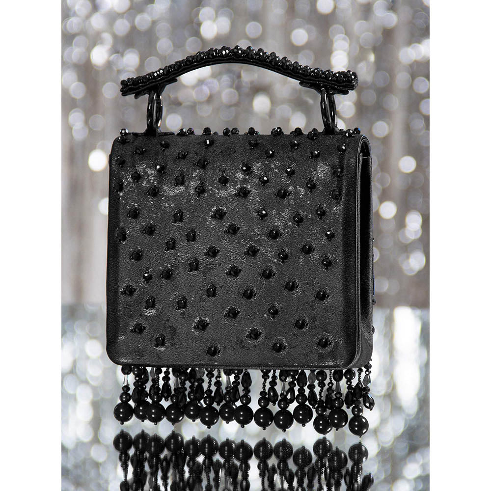 House of Vian Kyra Black Embellished Clutch Bag for Women