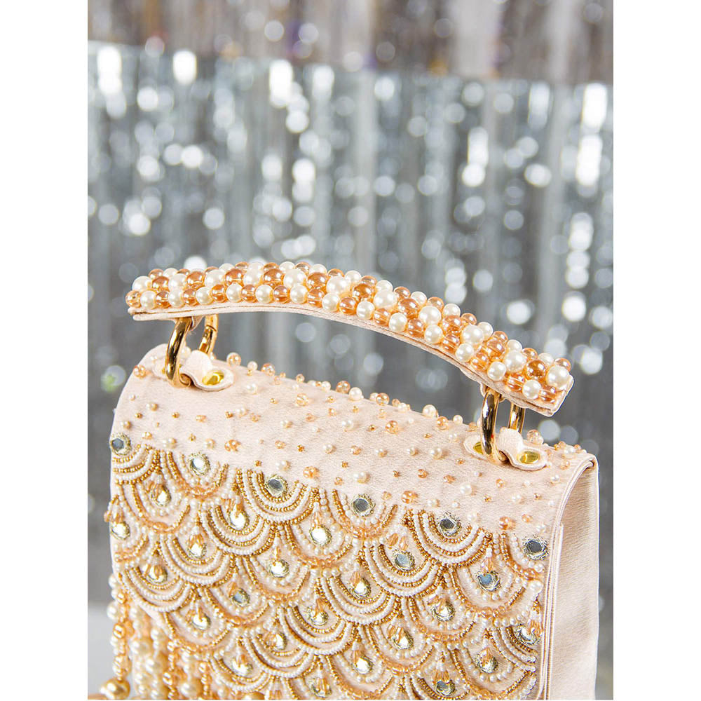 House of Vian Jashn Gold Embellished Clutch Bag for Women