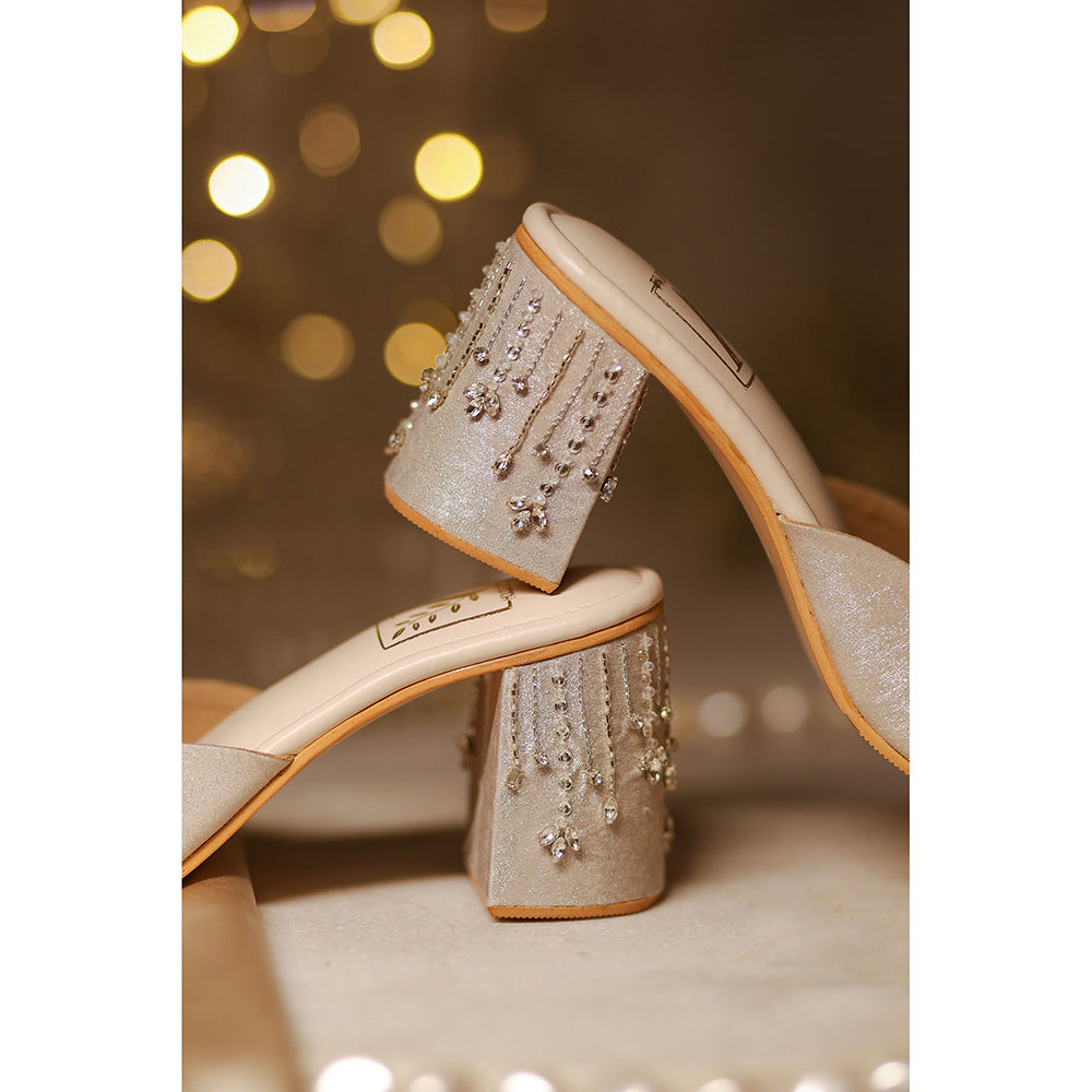 House of Vian Sitarah Silver Mule Heels