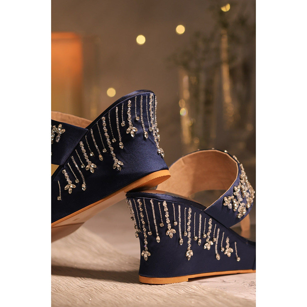 House of Vian Blue Sitarah Wedge Heels