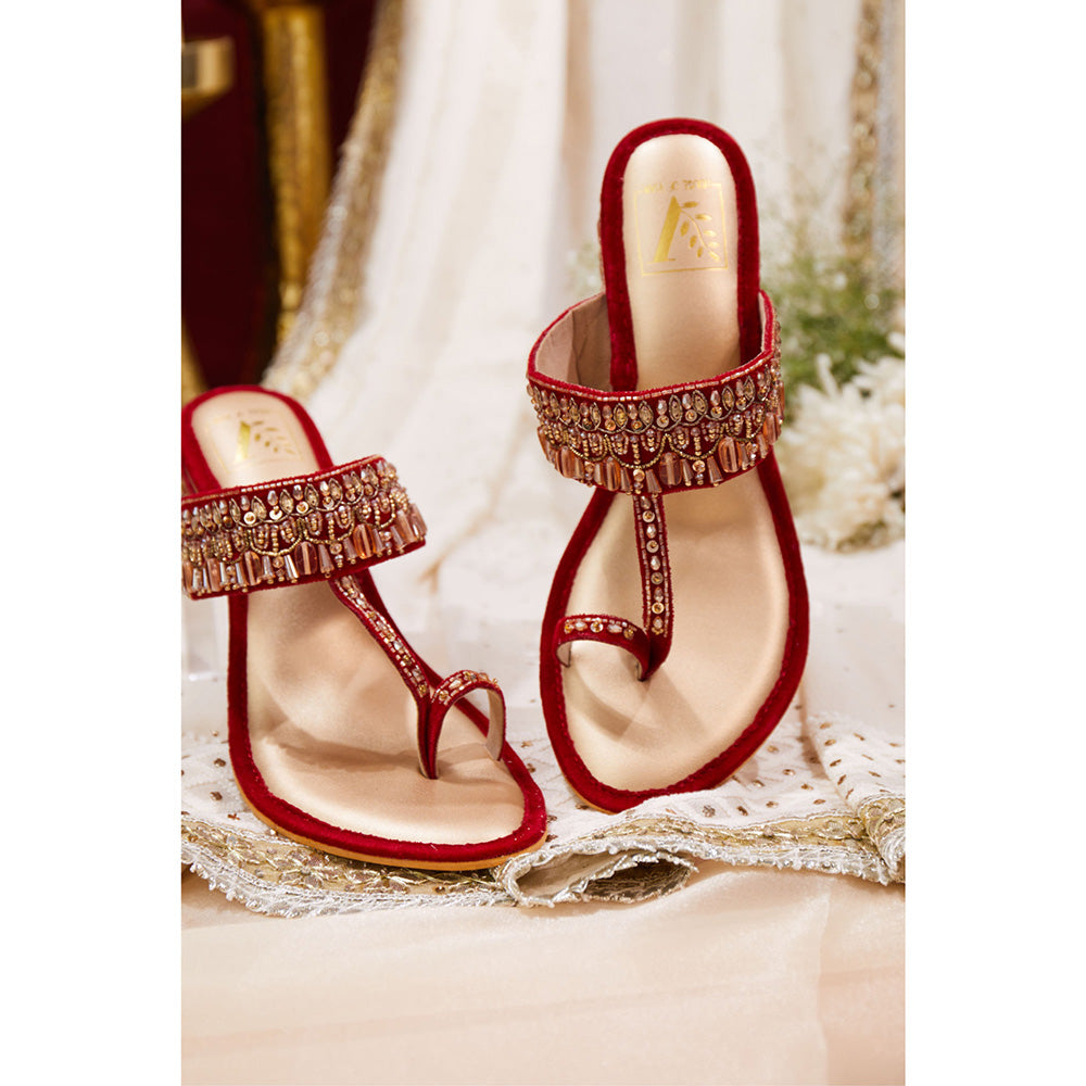 House of Vian Women Red Zahra Block Heels