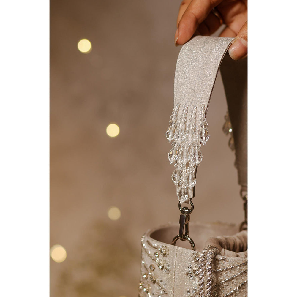 House of Vian Women Embellished Silver Potli