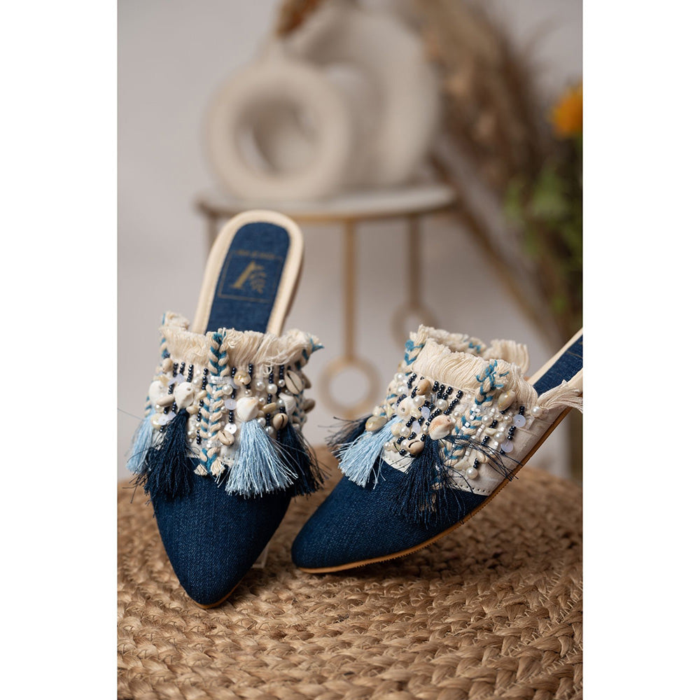 House of Vian Blue Boho Mules
